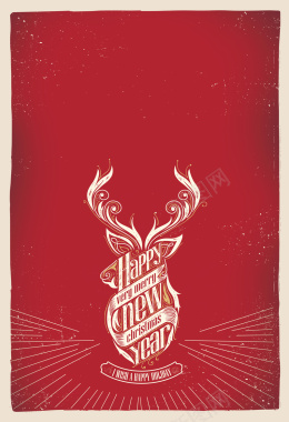 驯鹿新年图案海报背景矢量图背景