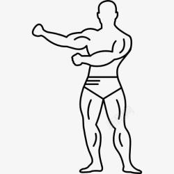 肌肉发达的男人体操运动员的肌肉强健全身观图标高清图片