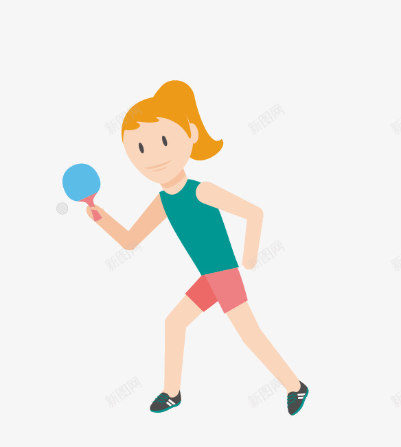 兵乓球运动员png免抠素材_新图网 https://ixintu.com 兵乓球 女孩 手绘图 球拍 运动 锻炼 马尾辫