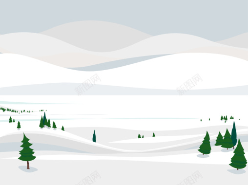 手绘冬季雪地平面广告矢量图背景