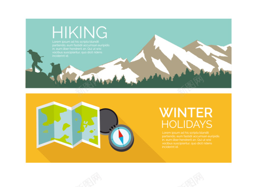 冬季度假导游背景卡通矢量图背景