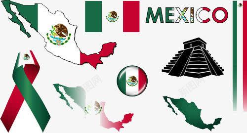 墨西哥地图国旗图标png_新图网 https://ixintu.com 国家 国旗 图标 地图 墨西哥