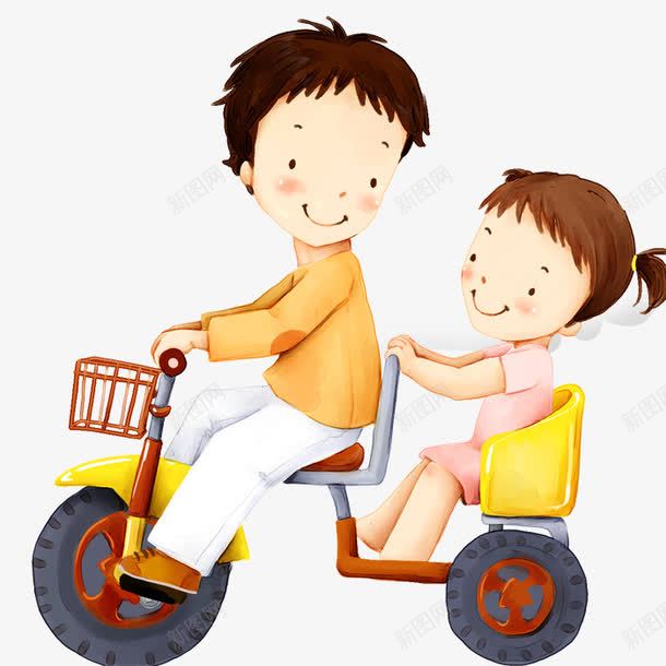 小孩骑车的情侣头像图片