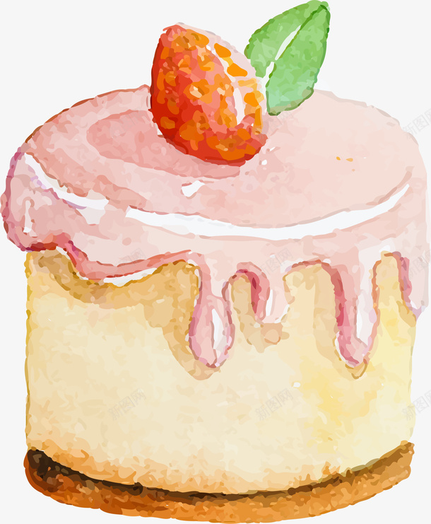 粉色水彩草莓蛋糕png免抠素材_新图网 https://ixintu.com 517 吃货节 水彩糕点 粉色水果 美食节 草莓蛋糕 食品 餐饮