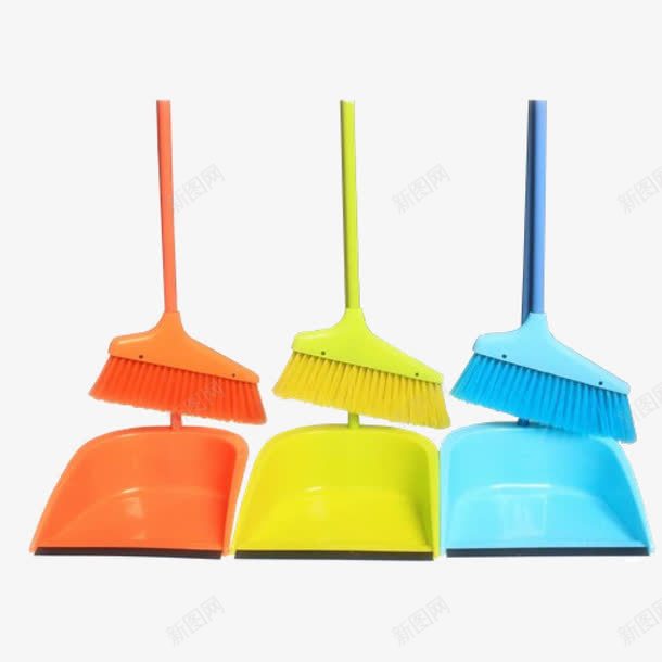 扫把和簸箕png免抠素材_新图网 https://ixintu.com 家用 扫把 簸箕 蓝色 黄色