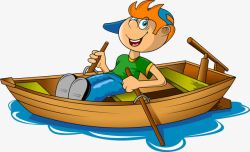 男孩划船在河里划船的男孩高清图片