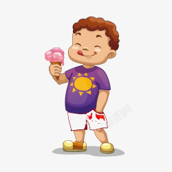可爱卡通吃冰淇淋男孩素材