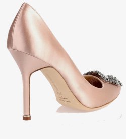 马诺洛高跟鞋粉色镶钻素材
