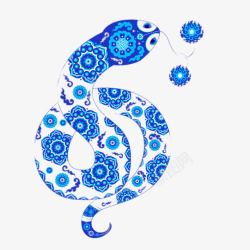 蓝色蛇蓝色花纹卡通蛇高清图片
