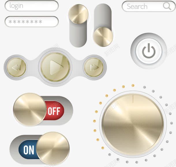 音乐播放器png免抠素材_新图网 https://ixintu.com 网页设计 调节开关 输入框 音乐播放器