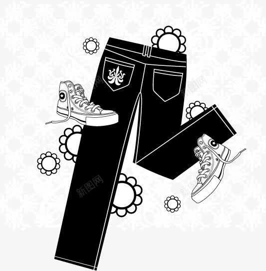 卡通插画风格裤子png免抠素材_新图网 https://ixintu.com 凉鞋 植物 裤子 鞋子