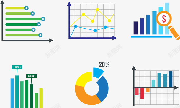 商务简单数据统计图标矢量图图标
