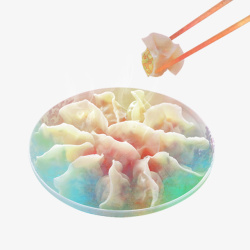 水彩创意彩色水饺食物素材