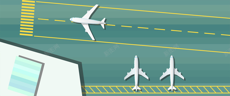 机场上的飞机卡通图案背景矢量图背景