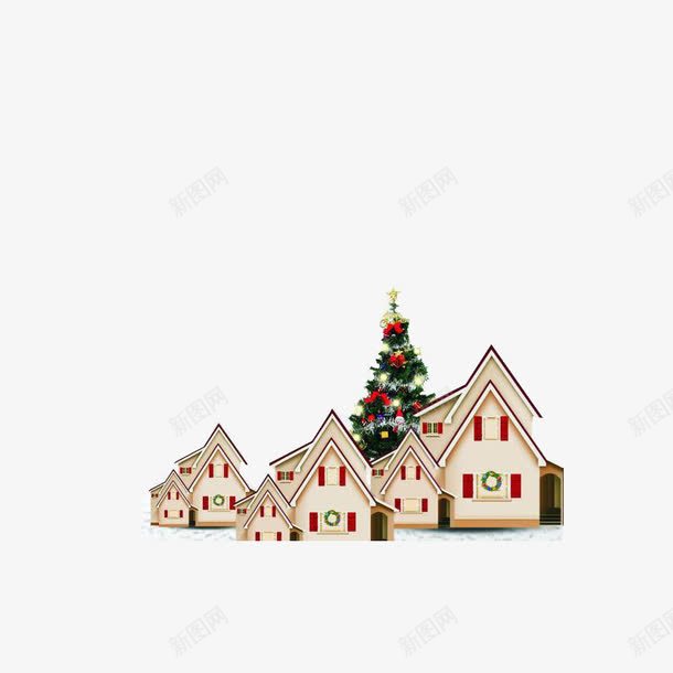 圣诞雪屋png免抠素材_新图网 https://ixintu.com 圣诞 圣诞树 房子 雪