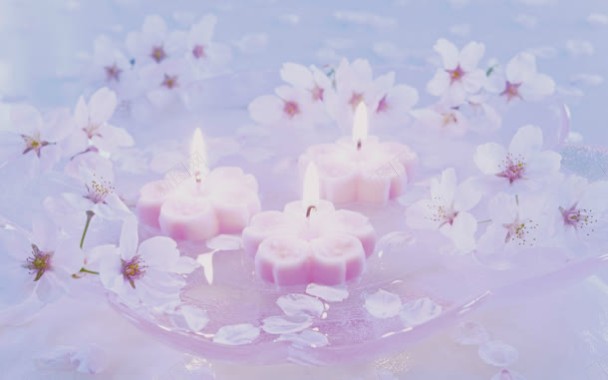 梦幻粉色花朵蜡烛背景