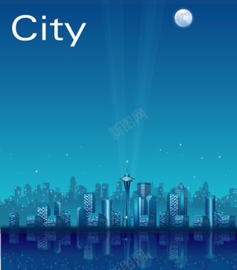 城市剪影天空海报背景矢量图背景