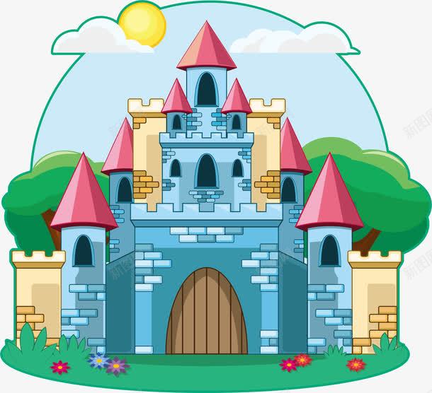 童话里的蓝色城堡png免抠素材_新图网 https://ixintu.com 城堡 矢量素材 童话 童话故事 蓝色城堡
