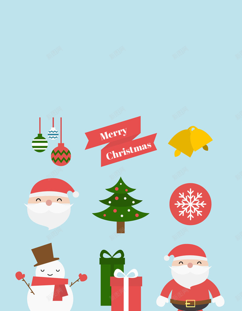 欢乐圣诞元素背景矢量图ai设计背景_新图网 https://ixintu.com 卡通 圣诞老人 开心 手绘 礼物 童趣 铃铛 雪人 矢量图