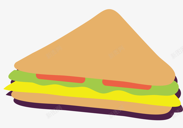一个三明治矢量图ai免抠素材_新图网 https://ixintu.com 三明治 红色的果酱 绿色的蔬菜 面包 食品 黄色的食物 矢量图