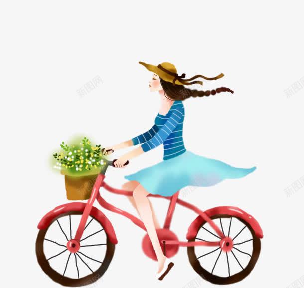 卡通骑自行车女孩png免抠素材_新图网 https://ixintu.com 卡通 女孩 骑自行车