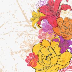花卉素材库复古装饰花卉背景插画高清图片