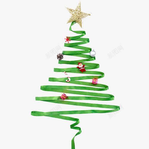 绿色丝带圣诞树元素png免抠素材_新图网 https://ixintu.com 丝带 元素 圣诞树 绿色