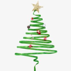 绿色丝带圣诞树元素素材