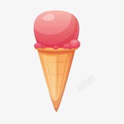 一个甜筒冰淇淋卡通粉色冰淇淋甜筒高清图片