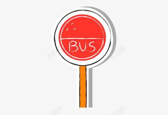卡通红色公交站牌图标图标