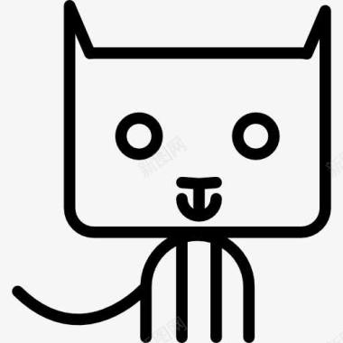猫卡通坐轮廓图标图标