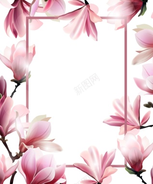 矢量文艺手绘花朵边框背景背景