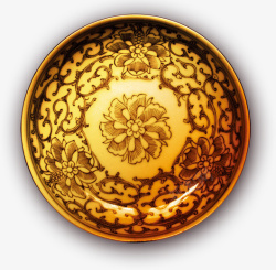金色圆盘陶瓷盘子高清图片