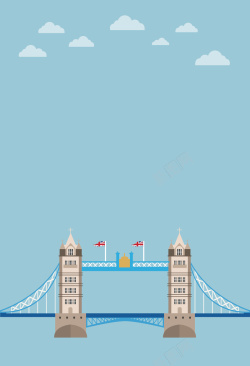 老鹰大海开心创意伦敦大桥建筑海报背景矢量图高清图片