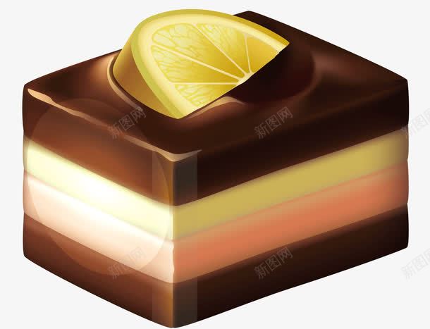 一块蛋糕png免抠素材_新图网 https://ixintu.com 巧克力果酱 棕色的蛋糕 橙子 粉色夹心 食品 黄色 黄色的水果