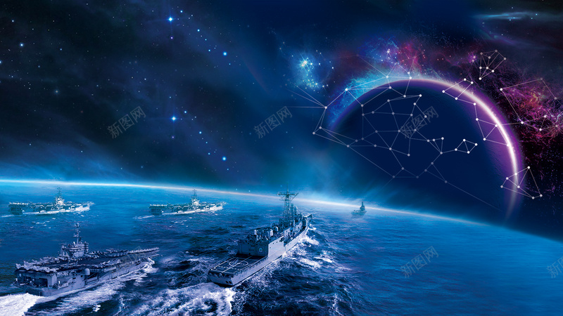 蓝色科技海报背景psd设计背景_新图网 https://ixintu.com 大海 年会 星空 科技 航海 蓝色海报