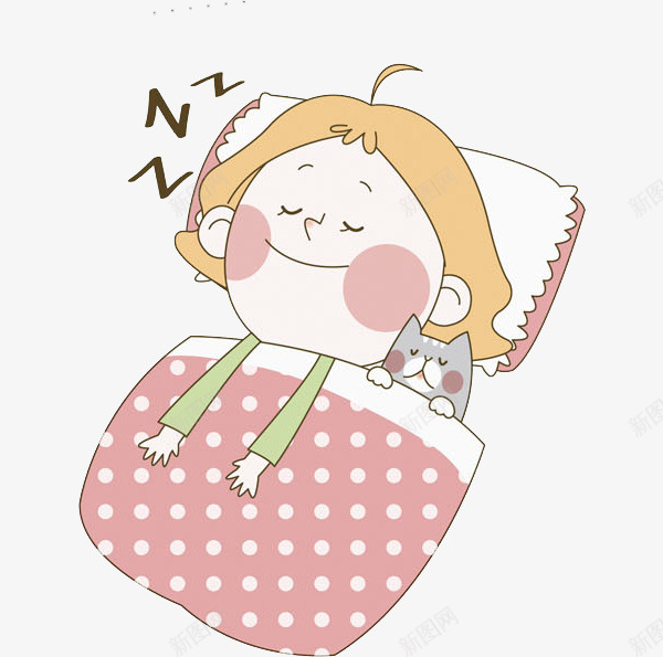 睡觉女孩png免抠素材_新图网 https://ixintu.com 卡通人物 卡通手绘 枕头 水彩画 睡觉女孩 肖像画 被子 装饰图案