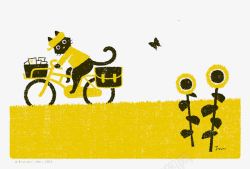 自行车向日葵骑车的猫高清图片
