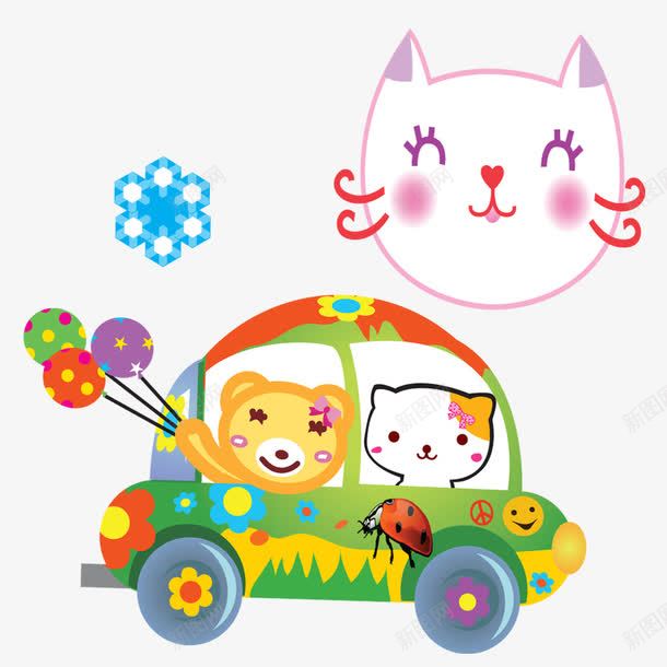 开车的小动物png免抠素材_新图网 https://ixintu.com PNG图形 PNG装饰 动物 卡通 气球 汽车 装饰
