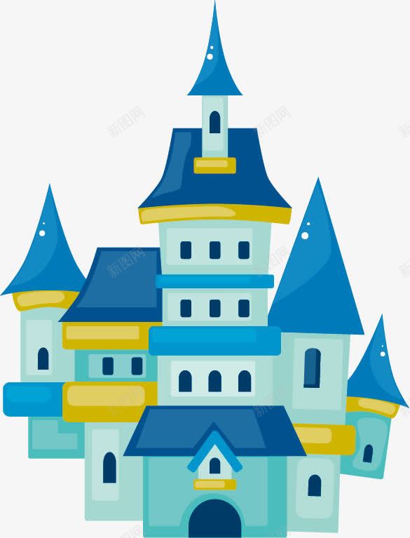 蓝色城堡png免抠素材_新图网 https://ixintu.com 卡通 城堡 建筑