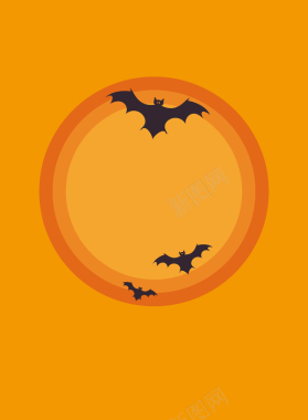 环形蝙蝠橘色背景矢量图背景