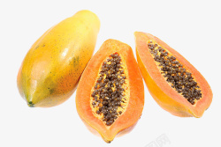 木瓜粉实物水果两个半木瓜和一个木瓜免高清图片