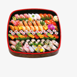 蔬菜拼图餐厅里的食物寿司拼盘高清图片