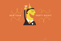 手绘线条猪新年快乐卡通头像祝贺海报背景矢量图高清图片