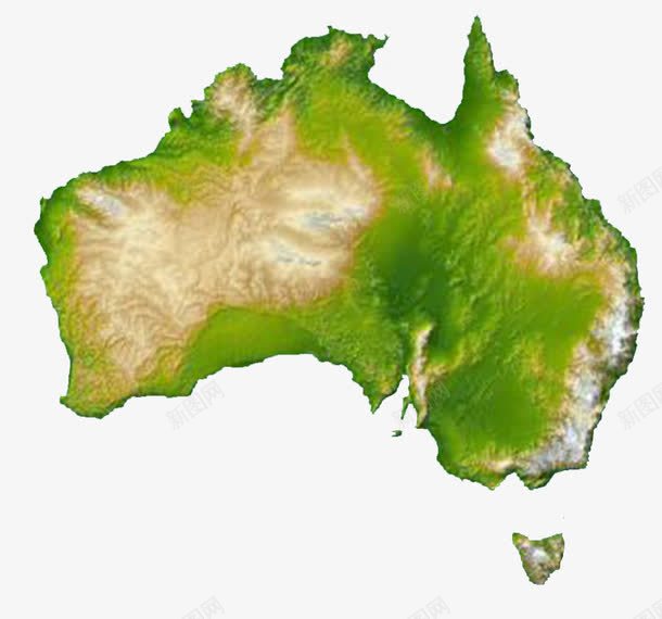 立体澳洲地图png免抠素材_新图网 https://ixintu.com 山脉 澳洲地图 立体 绿色 草原
