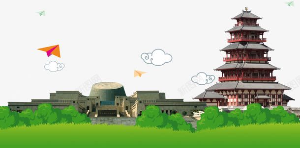 庙宇博物院png免抠素材_新图网 https://ixintu.com 寺庙 旅游景点 旅游海报
