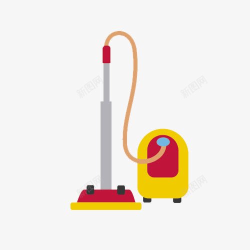 卡通吸尘器png免抠素材_新图网 https://ixintu.com png图片素材 免费png素材 手绘 清洁用具 红色 黄色