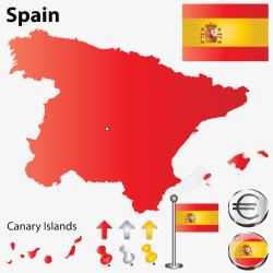 西班牙地图西班牙地图国旗高清图片