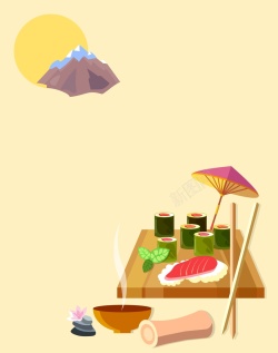 黄色寿司矢量扁平化日本寿司美食背景高清图片