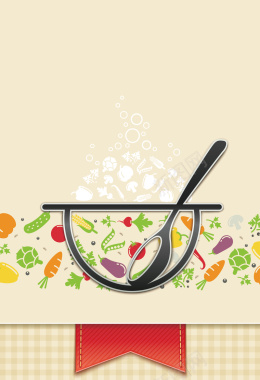 扁平化厨房蔬菜海报背景矢量图背景